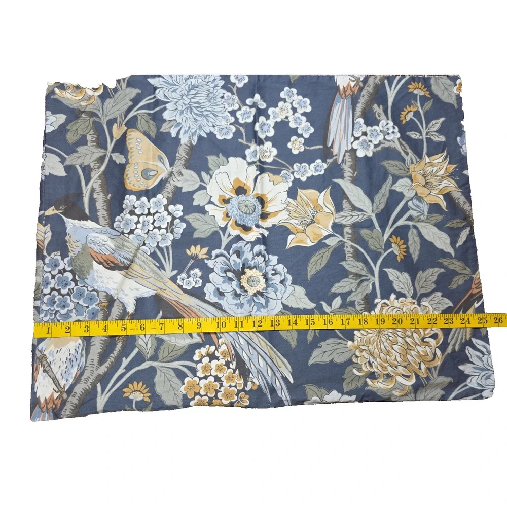 Pottery Barn Bloom Floral Sateen Standard Pillowcase Navy Botanical Cotton